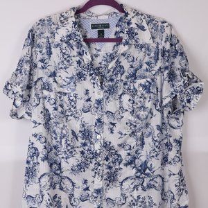 Karen Scott Blue Floral shirt